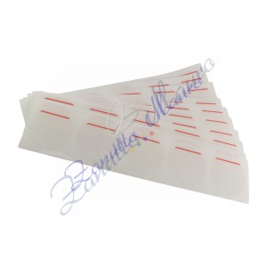 Etichette fondo cassa diametro mm 32 con riga rossa busta da 50 pezzi