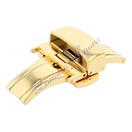 Boucle déployante en acier doré pour bracelets en cuir de 16 mm