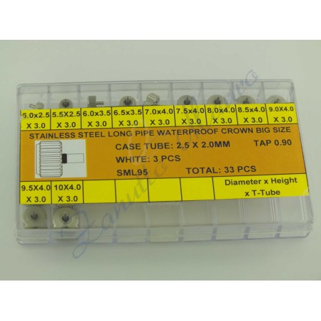 Assortiment de 33 couronnes étanches en acier XL long tube 2.5 - SML95