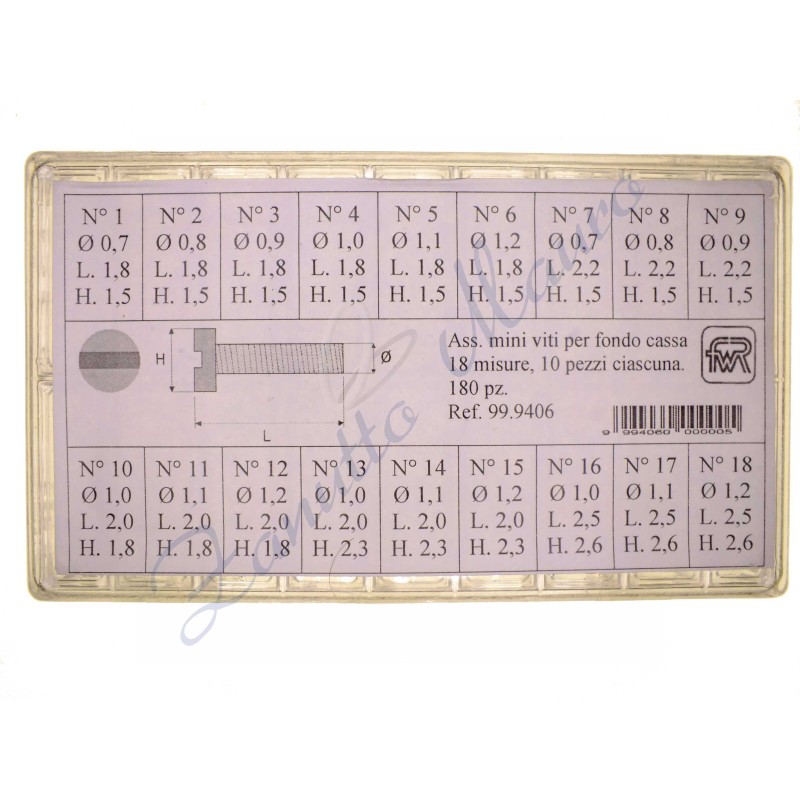 Assortiment de 180 vis en acier inoxydable x fond de caisse tête plate 99.9406