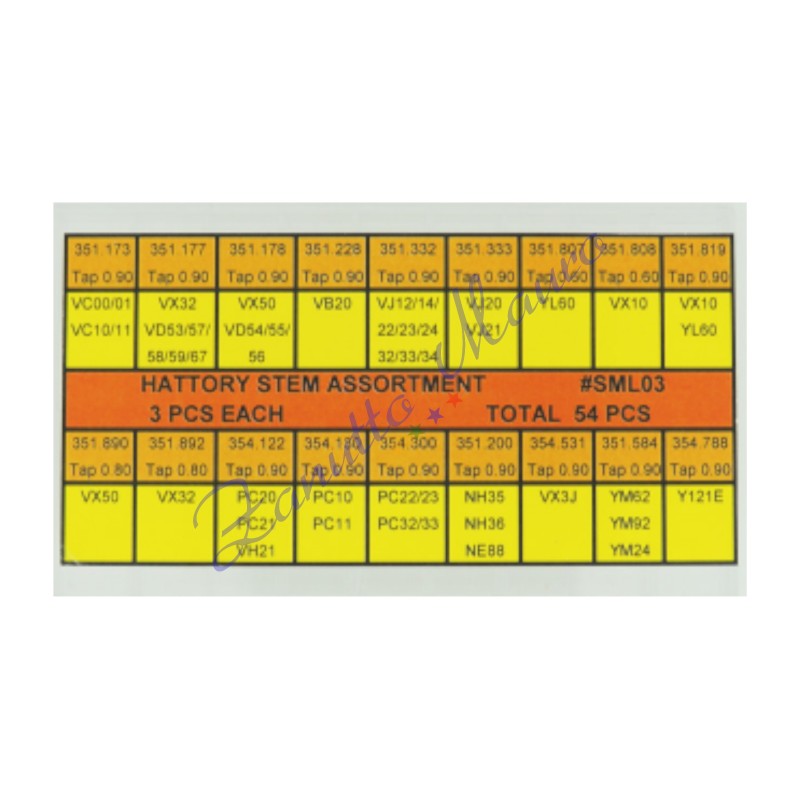 Assortimento 54 tiges per movimenti Seiko Hattory - SML03