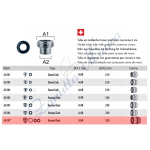 Tube à couronne à vis type Rolex avec joint 65.007 - MSA 65.007