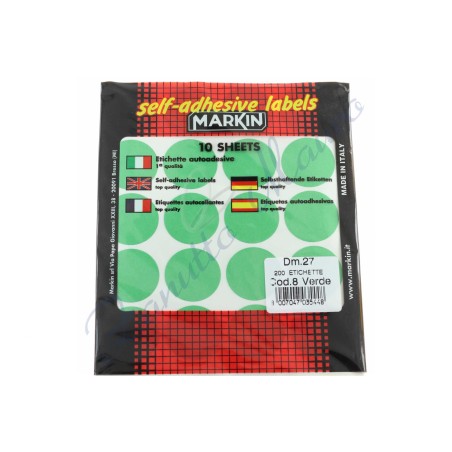 Etichette adesive Markin 8 diam mm 27 colore verde busta da 200 pz