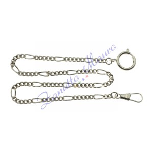 Catena cromata per orologio tasca maglia groumette 5+1 mm 4,8x2,2 cm 36