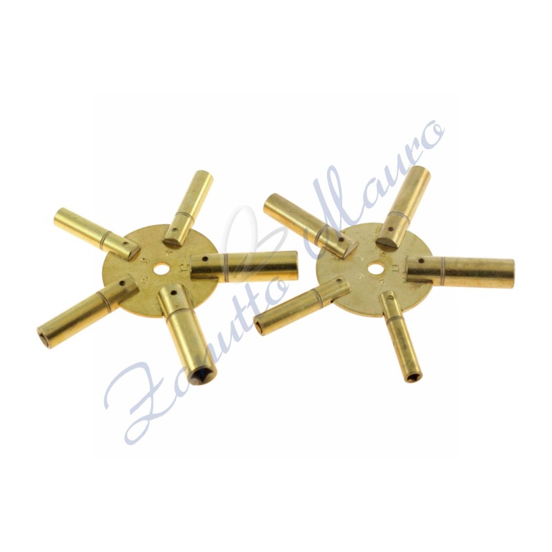 Paire de clés de remontage en forme d'étoile pour pendules pairs et impairs