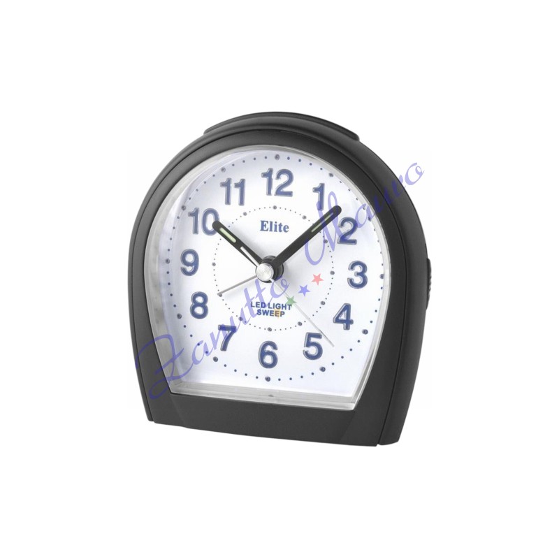 Réveil Elite mm 80x90 ST4400 cadran noir avec chiffres bleus Silencieux