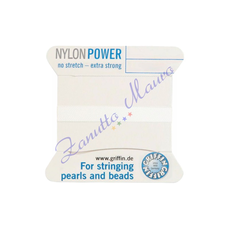 Filo Griffin NylonPower bianco misura 8 (0,8 mm) con 1 ago 2 metri