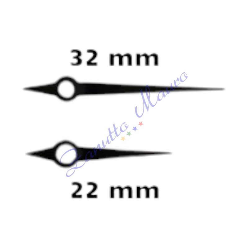 Coppia lancette in alluminio 8903 nere per movimenti sveglia TMP