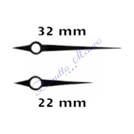 Coppia lancette in alluminio 8903 nere per movimenti sveglia TMP