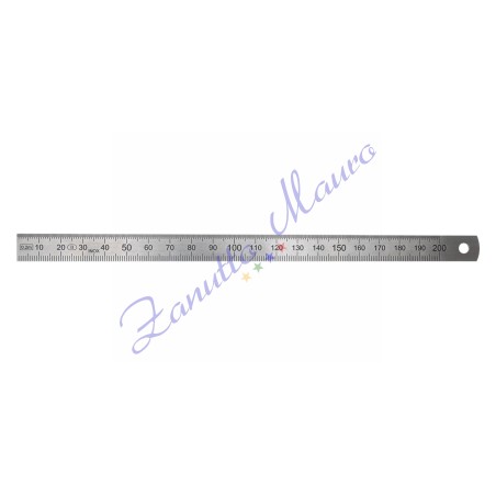 Righello in metallo, acciaio inox, 2 scale, 200 mm