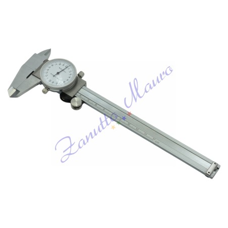 Calibro a quadrante in acciaio cm 15 divisione 0,02 con cremagliera