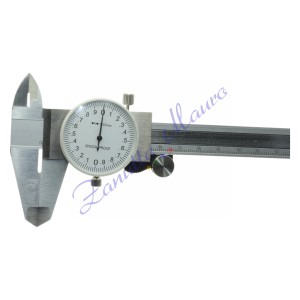 Calibro a quadrante in acciaio cm 15 divisione 0,02 con cremagliera