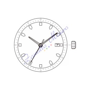 Movimento Miyota 2S60 3 sfere con datario al 3