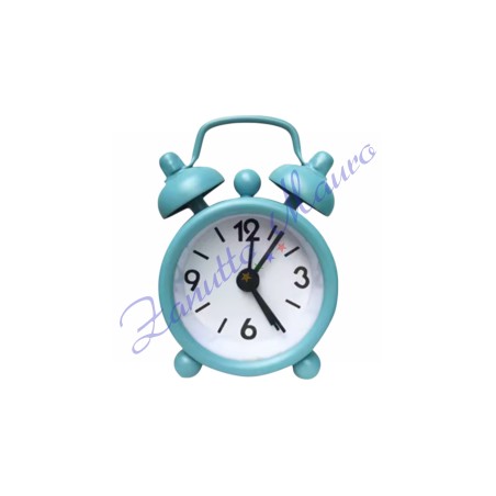 Sveglietta da viaggio con campanelli cm 6,30x4,30 colore azzurro