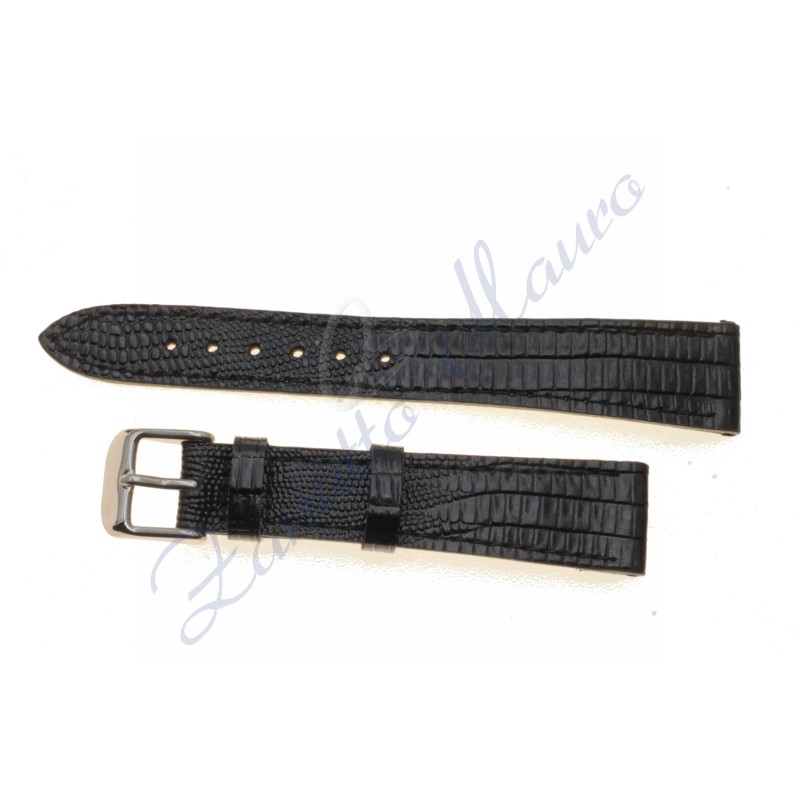 Cinturino stampa lucertola Calf JP004 colore nero ansa 18