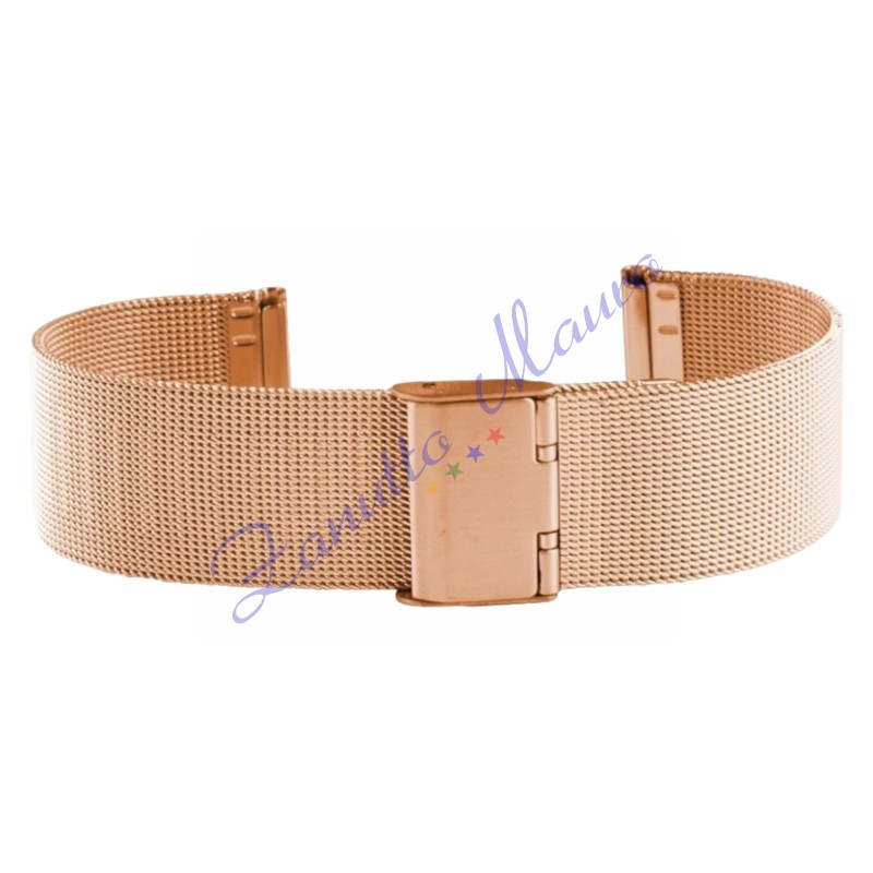 Bracciale Mesh grana fine con scorrevole in acciaio rosè ansa 20