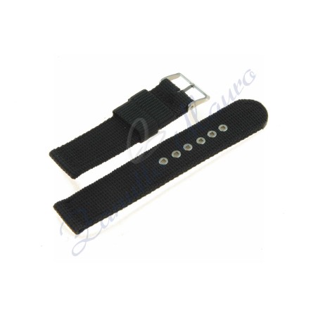 Cinturino QJ0076 in tessuto militare ner o ansa 24