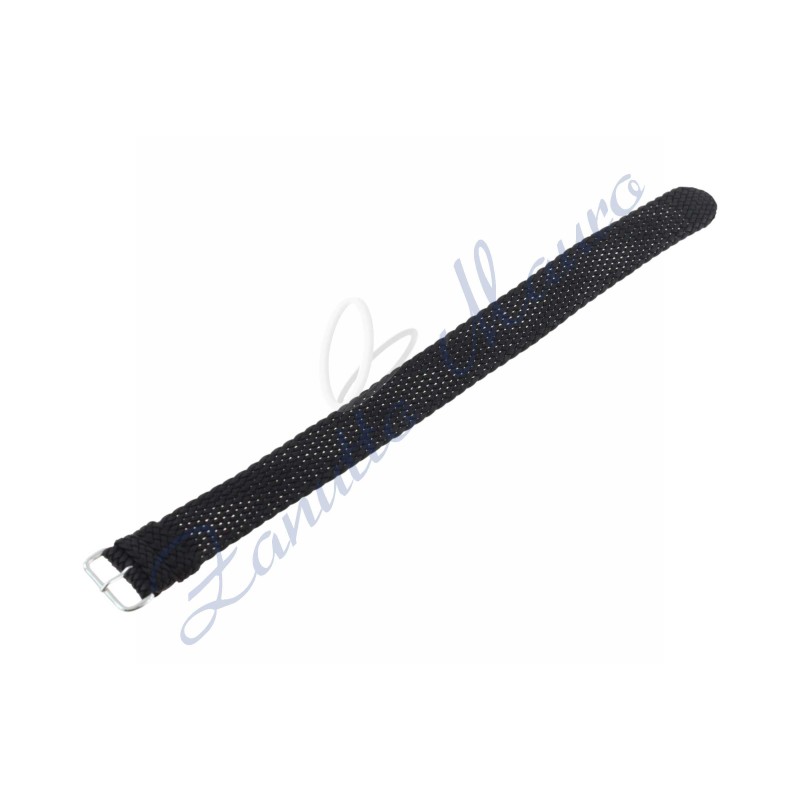 Cinturino in perlon colore nero con fibbia in acciao ansa mm 16