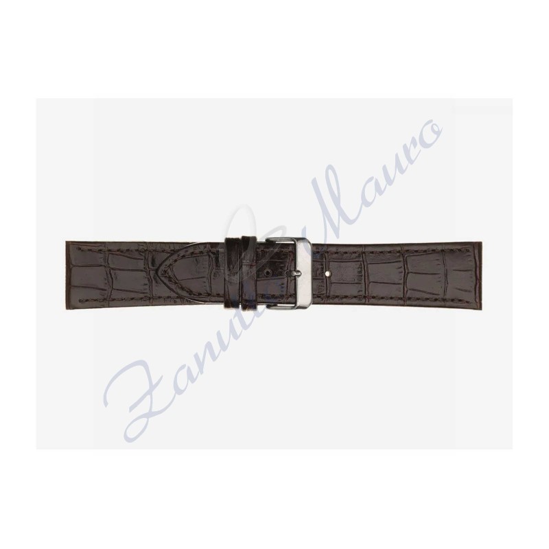 Cinturino 643 in pelle lucido stampa cocco testa di moro ansa mm 24