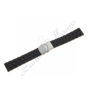 Cinturino JD012  in silicone nero con chiusura ansa mm 20