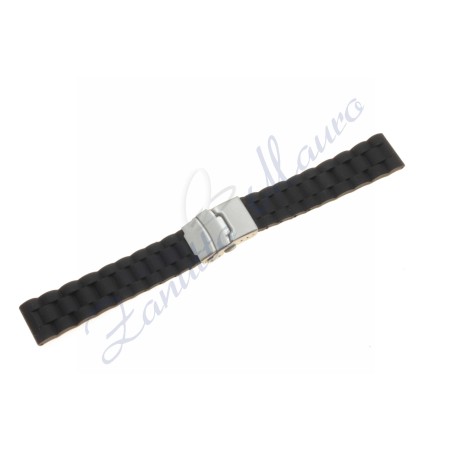 Cinturino JD012  in silicone nero con chiusura ansa mm 20