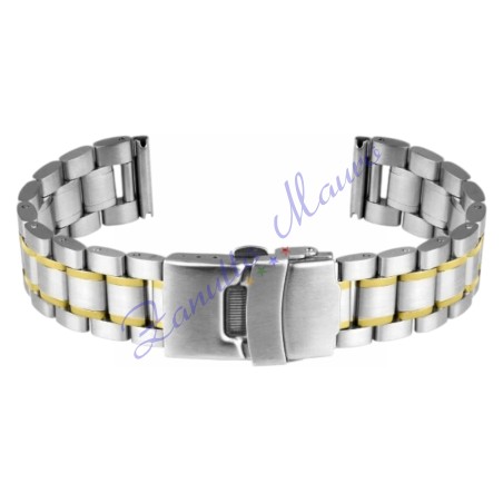Bracciale GD016 in acciaio solido bicolore gold ansa mm 22