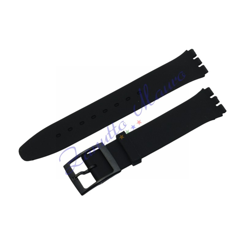 Cinturino in silicone per Swatch ansa mm 16 colore nero