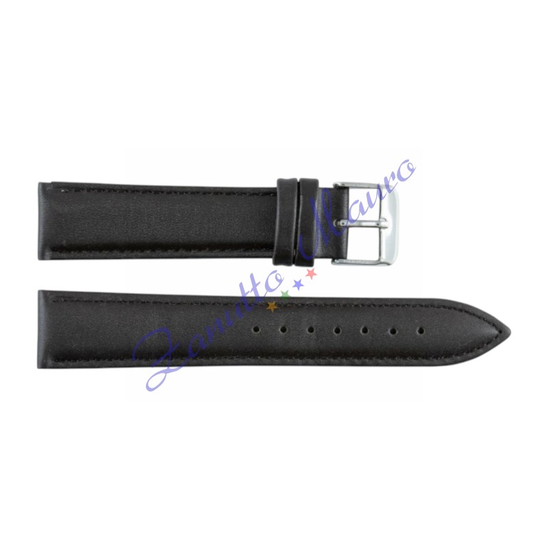 Cinturino 670XL in pelle liscia imbottito colore nero ansa mm 24