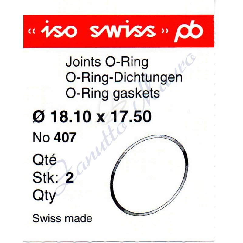 O-Ring Quartz ISO407 busta 2 pz Diam.int. 17.50 sezione 0,30