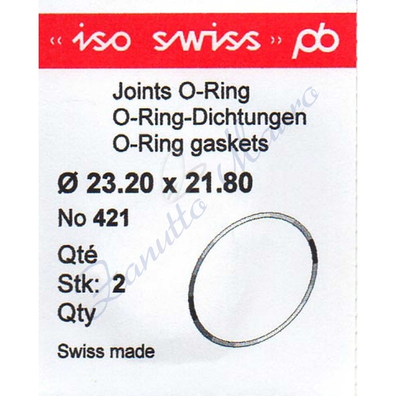 O-Ring Quartz ISO421 busta 2 pz Diam.int. 21.80 sezione 0.70