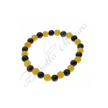 Bracciale elastico in agata gialla e tormalina cm 17