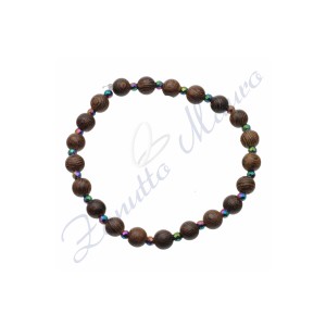 Bracciale elastico in legno con sfere in ematite rainbow cm 19