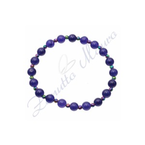Bracciale elastico in agata viola ed ematite rainbow cm 18