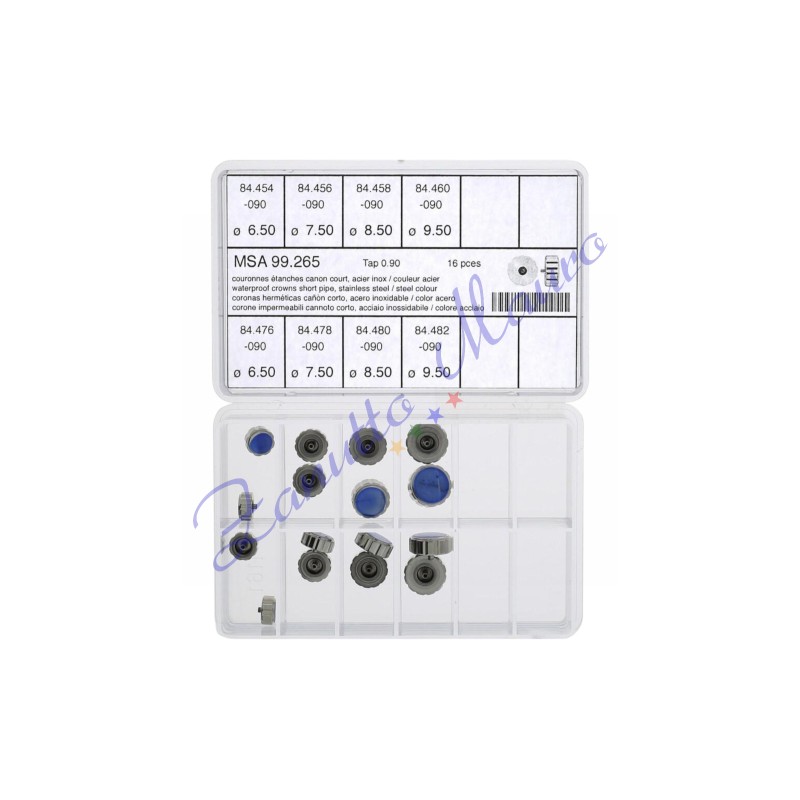 Assortimento 16 corone impermeabili canotto corto tubo 3 e 3,5 passo 90 - MSA 99.265