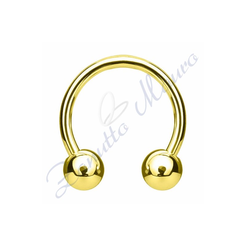 Anello con palline misure mm 1,6x4x14 in acciaio 361L dorato