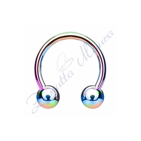 Anello con palline misure mm 1,2x3x8 in acciaio 361L rainbow