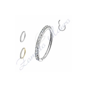 Anello con cristalli mm 1,2x8 in acciaio 361L dorato