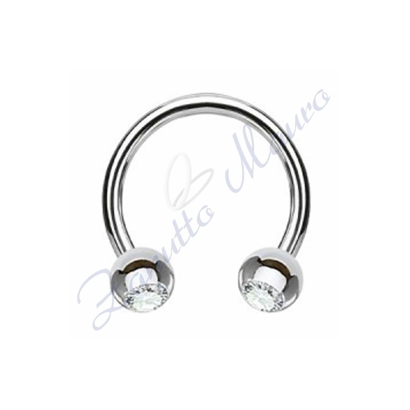 Anello aperto con cristallo bianco mm 1,2x3x12 in acciaio 361L