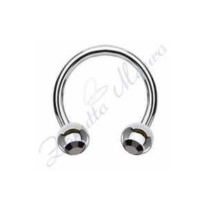 Anello aperto con cristallo nero mm 1,2x3x8 in acciaio 361L