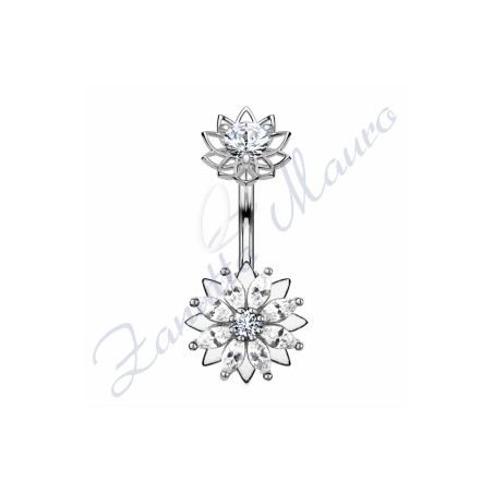 Piercing fiore per ombelico mm 1,6x10x10x10x6x6 in acciaio 361L