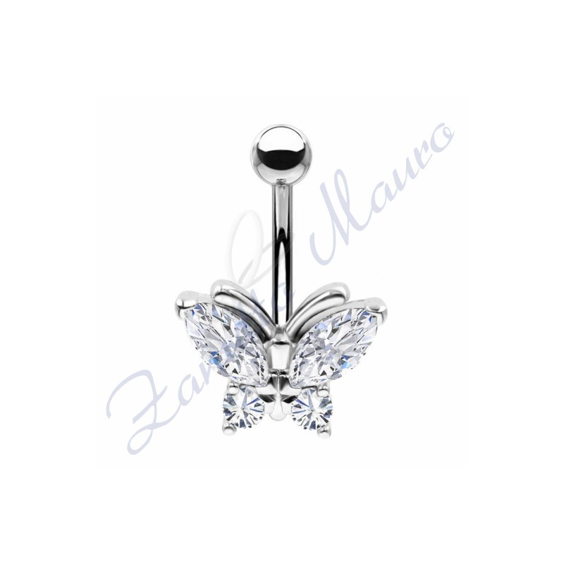 Piercing farfalla per ombelico mm 1,6x10x14x11 in acciaio 361L