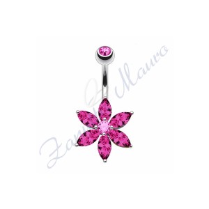 Piercing ombelico fiore fuxia 1.6/10/5 mm 10 in acciaio 316L