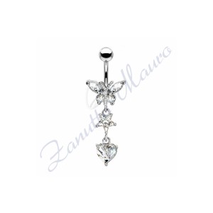 Piercing ombelico farfalla 1.6/30/15 mm 10 in acciaio 316L