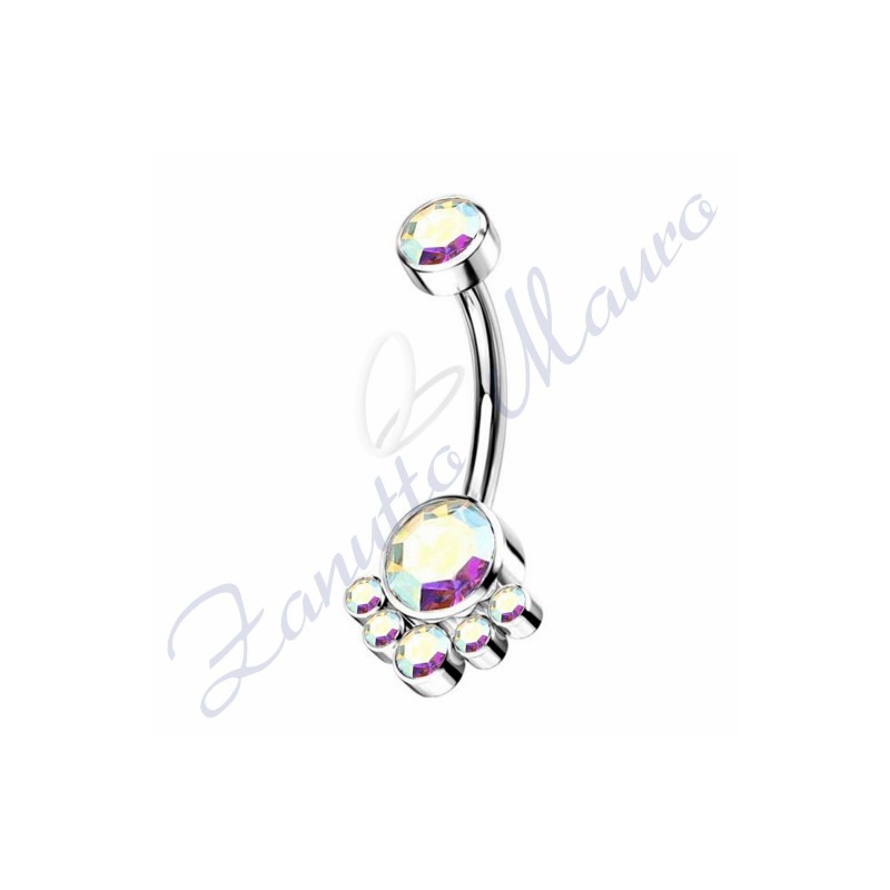 Piercing ombelico cristalli boreale 1.6/30/15 mm 10 in acciaio 316L