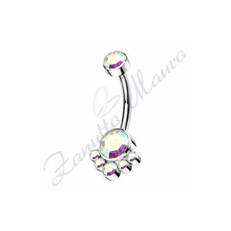 Piercing ombelico cristalli boreale 1.6/30/15 mm 10 in acciaio 316L