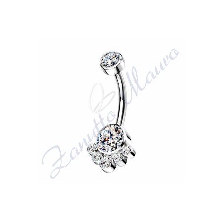 Piercing ombelico cristalli bianchi 1.6/30/15 mm 10 in acciaio 316L