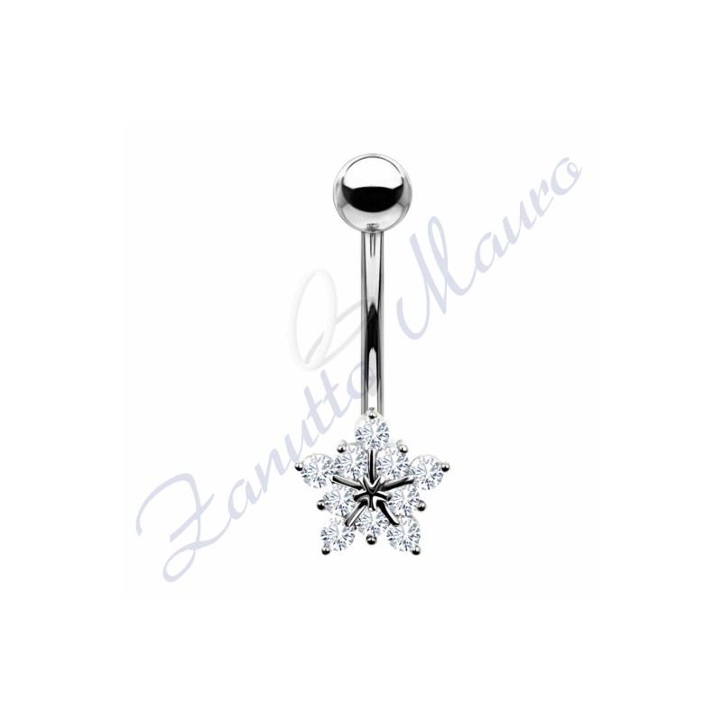 Piercing ombelico fiocco di neve 1.6/10/5 mm 10 in acciaio 316L