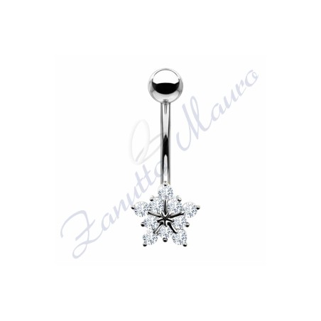 Piercing ombelico fiocco di neve 1.6/10/5 mm 10 in acciaio 316L