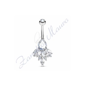 Piercing ombelico con cristalli 1.6/20/15 mm 10 in acciaio 316L