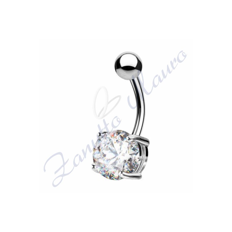 Piercing ombelico cristallo bianco1.6/8/5 mm 10 in acciaio 316L